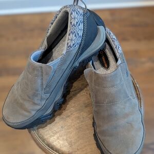 Merrell Women’s Boulder Moc Slip-On Shoes Sz 10 Gray Leather Fleece Lined J21154